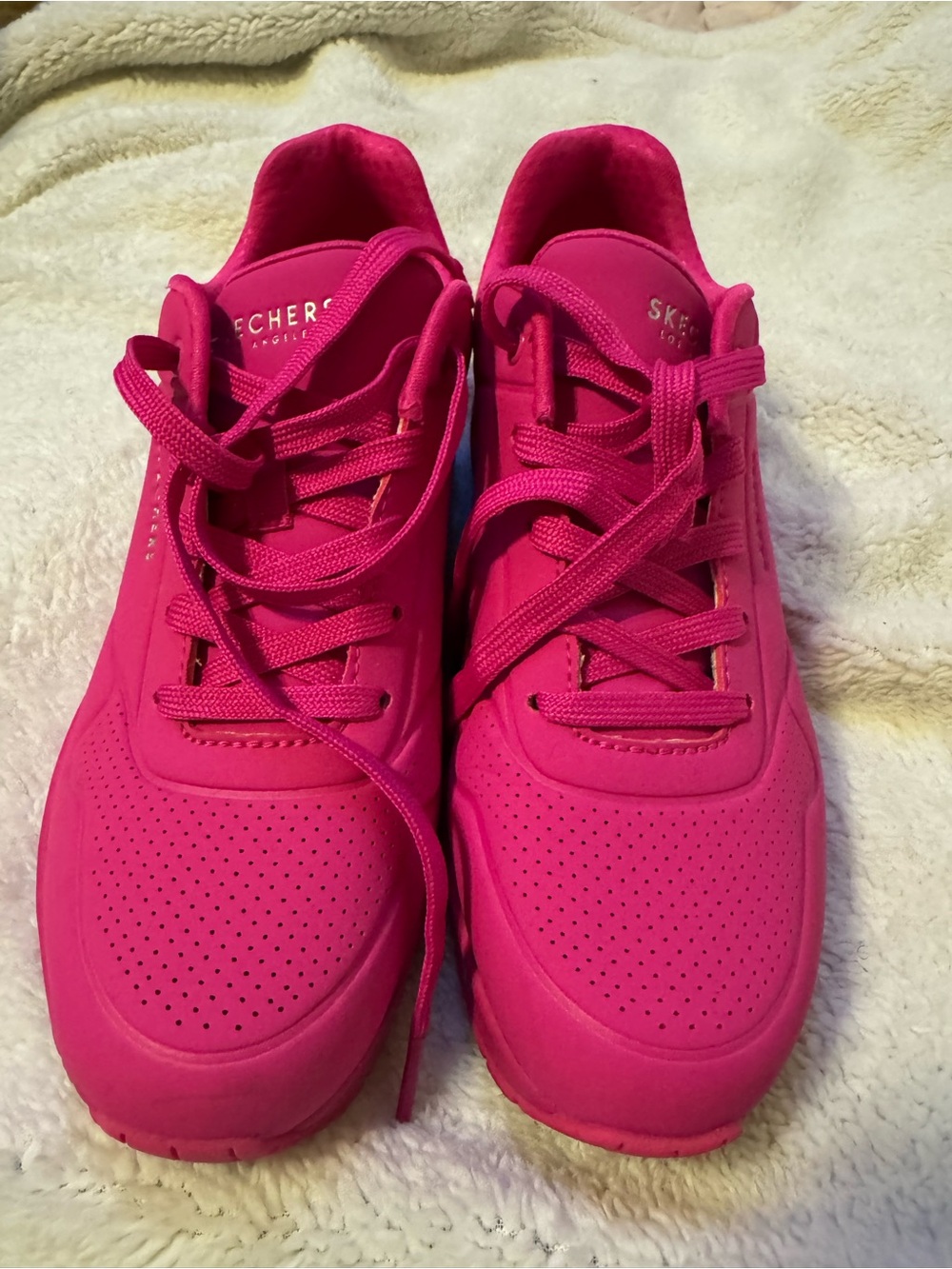 Skechers Women's Hot Pink Lace-Up Athletic Sneakers